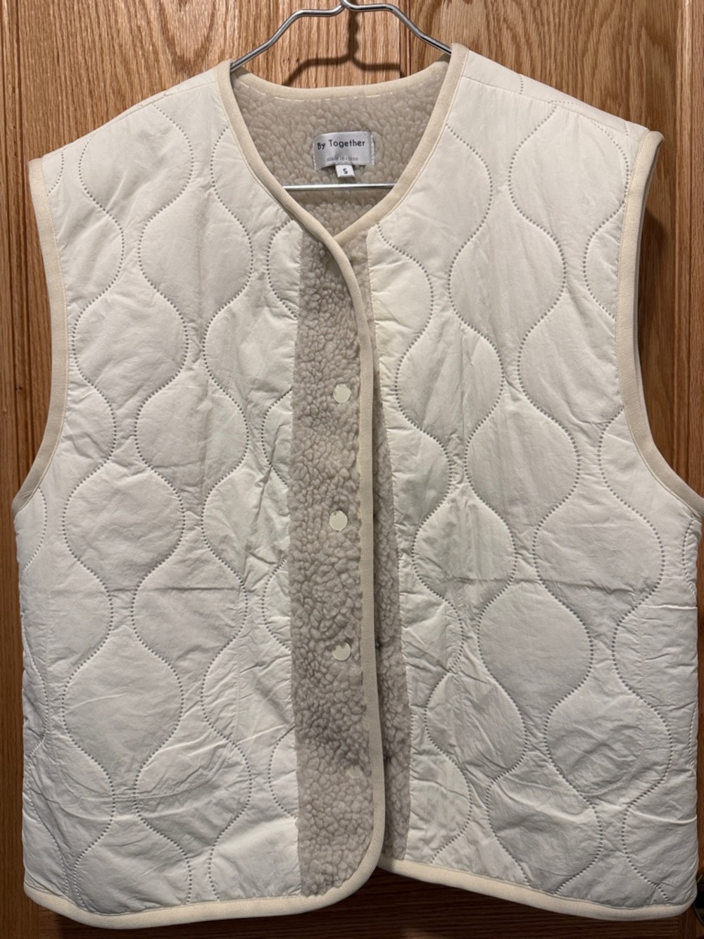 By Together Cream Quilted Reversible Sherpa Vest